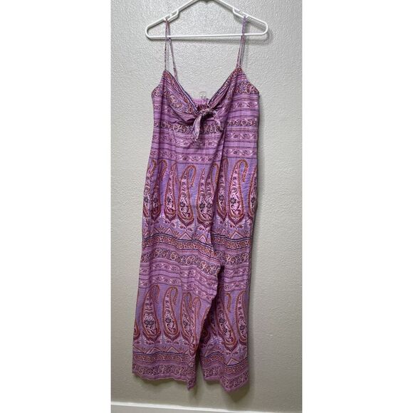 J. Crew Point Sur Size 14 Jumpsuit Romper Wide Leg Crop Pink Paisley Cotton - Picture 3 of 16